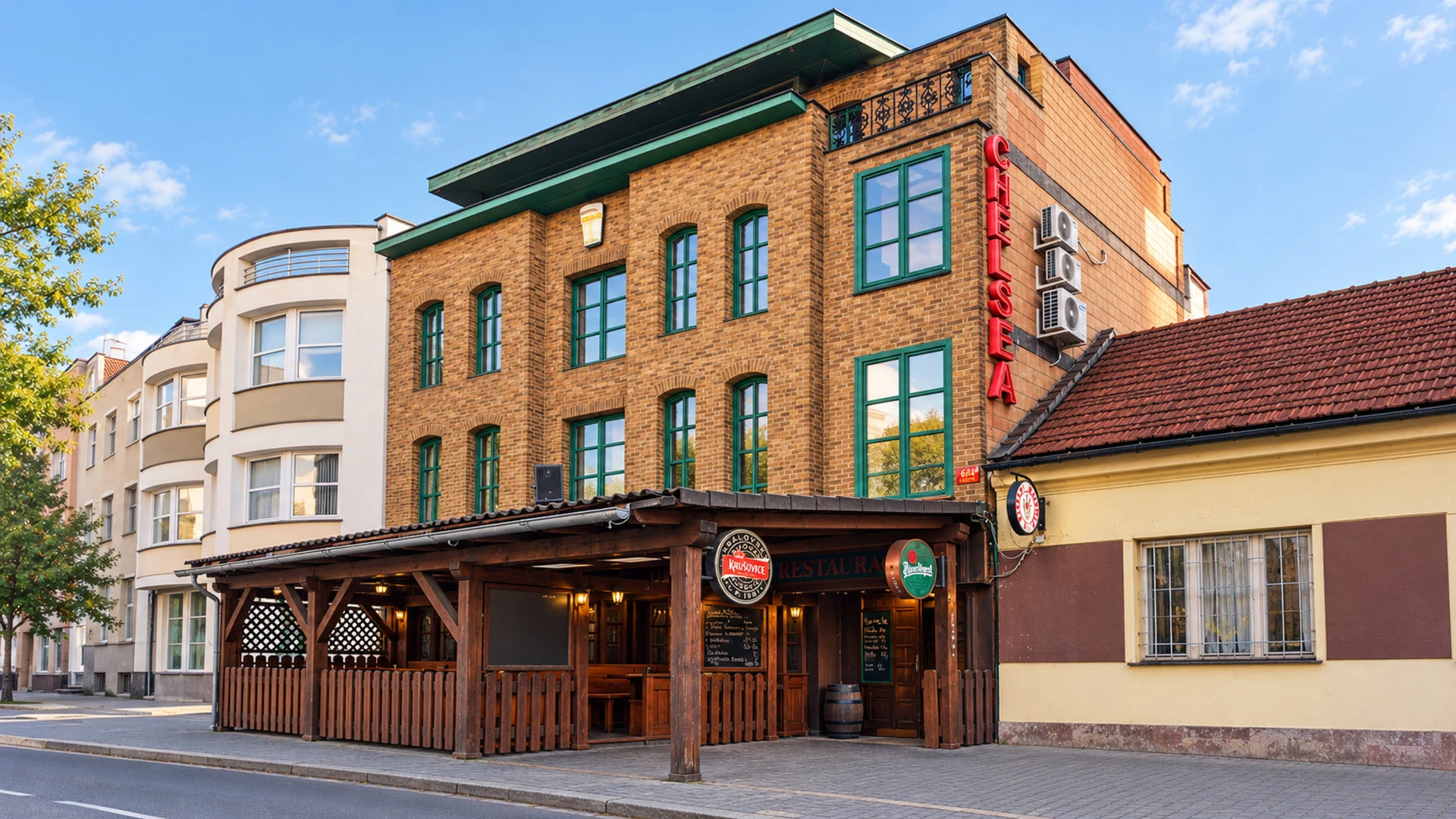 Chelsea Pub — skutečná budova na Lešetíně